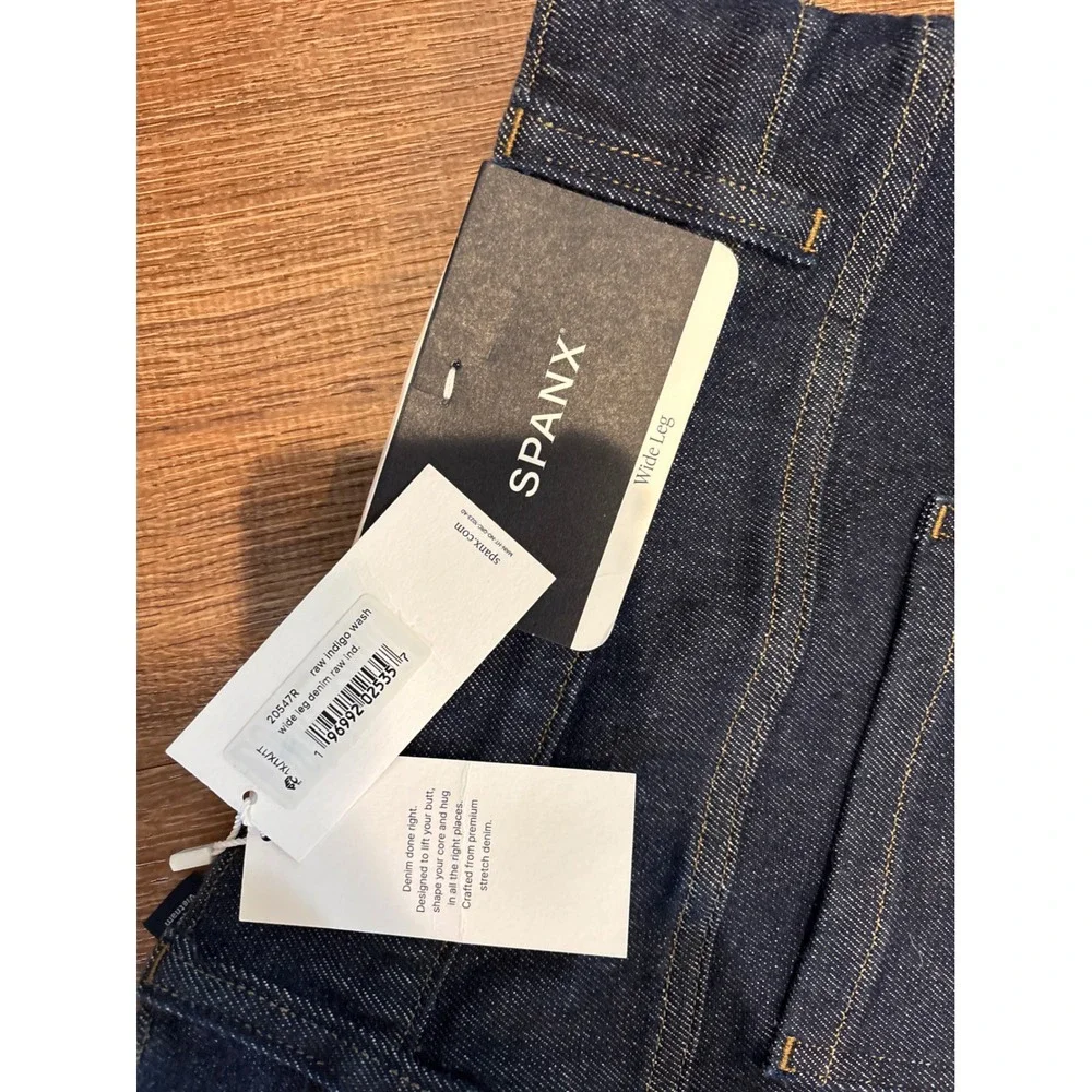 Spanx Wide Leg Denim Raw Indigo Dark Wash Stretch Jeans 20547R Womens 1X XL NEW - Picture 4 of 6